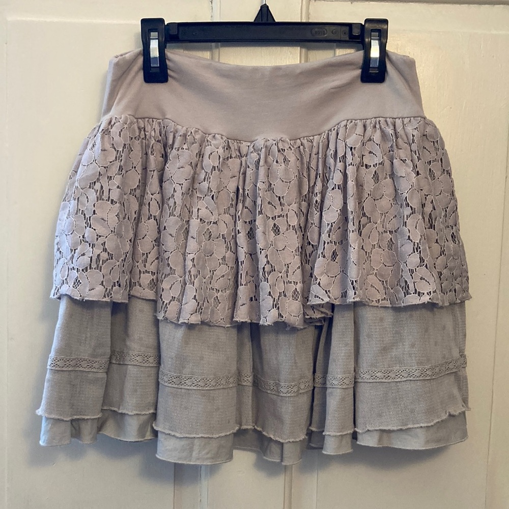 Elsy Girls Skirt 44 Tiered Mini Flare Ruffle Lace